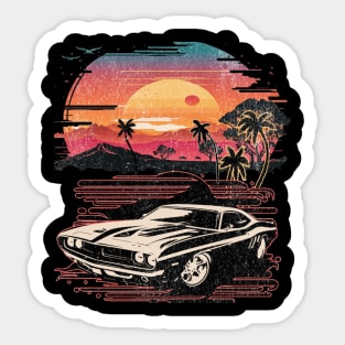 Let's Live Motivational Cool Muscle Car lover Hot Road, Racing Vintage 70s Fast Car Rally Racing Lover Gifts Sticker